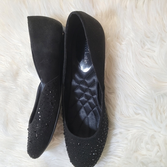 Kelly & Katie Sz 10 Black FLORENCE Beaded Ballet Flats NWB - Picture 1 of 7